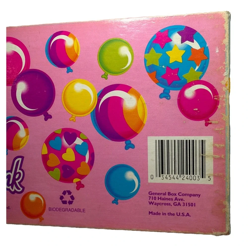 Vintage Lisa Frank Pencil Box Kittens Cats Balloons Pink 90's